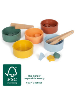 Drewniana gra do sortowania i liczenia Montessori ze szczypcami Small Foot