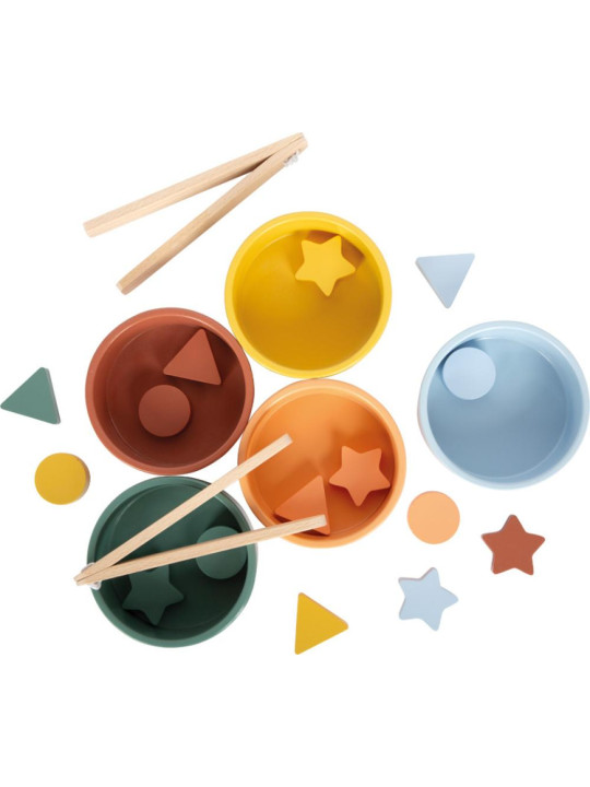 Drewniana gra do sortowania i liczenia Montessori ze szczypcami Small Foot