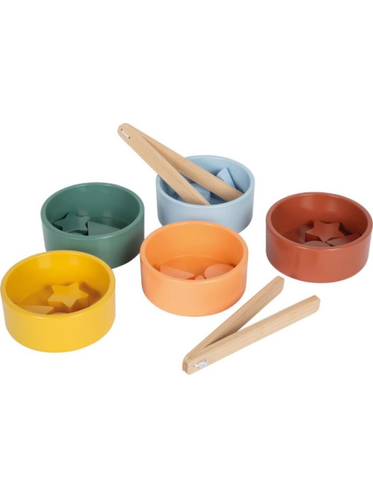 Drewniana gra do sortowania i liczenia Montessori ze szczypcami Small Foot