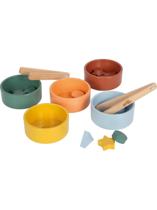 Drewniana gra do sortowania i liczenia Montessori ze szczypcami Small Foot