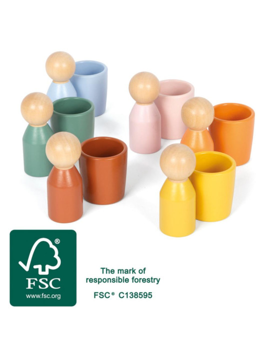 Drewniane kubeczki do sortowania kolorów Montessori Small Foot