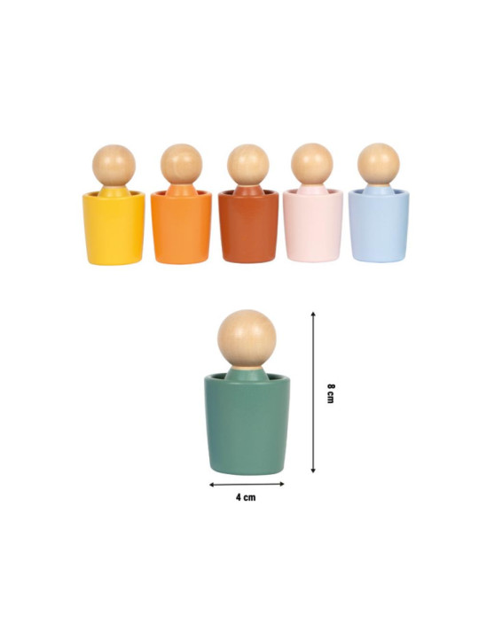 Drewniane kubeczki do sortowania kolorów Montessori Small Foot