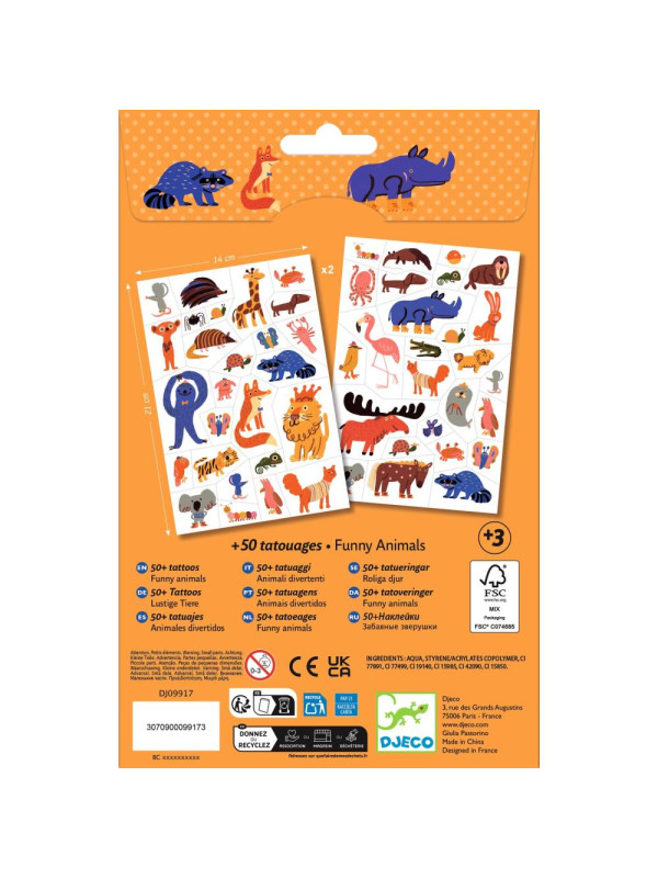 Tatuaże ŚMIESZNE ZWIERZĄTKA DJ09917