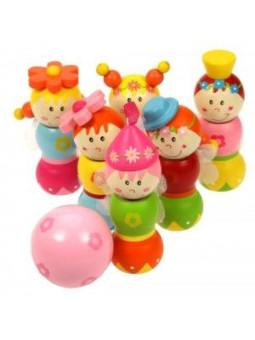 Kręgle - wróżki,  do zabawy dla dzieci bigjigs toys - drewniana gra sportowa, gra dla 3 latka