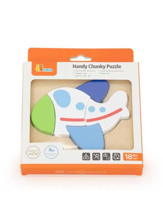 VIGA Drewniane Puzzle – Kolorowy Samolot