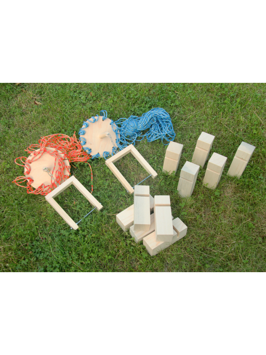 Gra integracyjna Wieża współpracy podwójna START czerwono niebieska