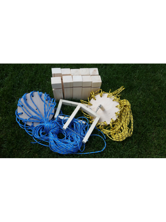 Gra integracyjna Wieża współpracy podwójna START czerwono niebieska