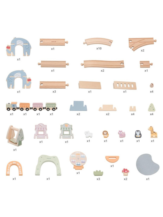 VIGA Drewniana Kolejka Dla Dzieci Tor 62 elementy