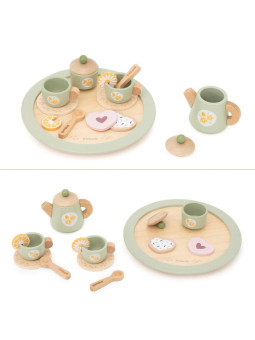 VIGA Drewniany Wiosenny Serwis Do Herbaty-15 elementów