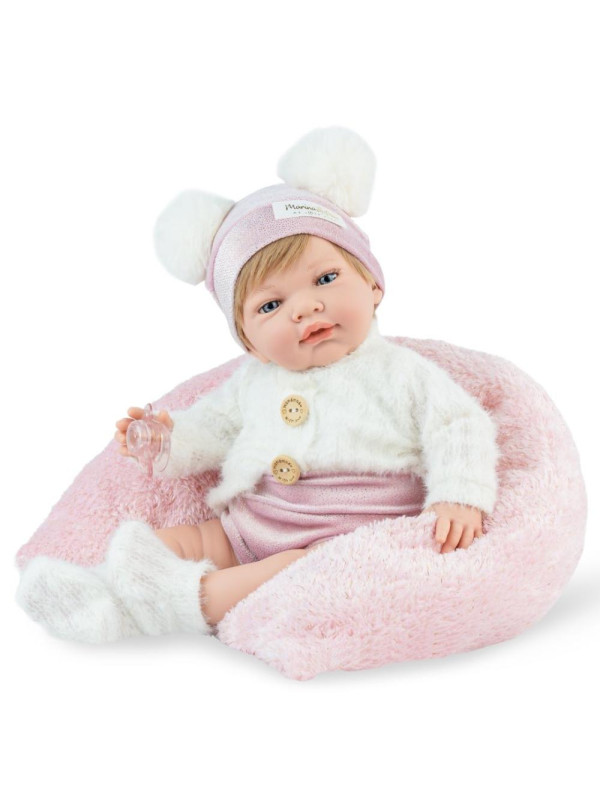 Lalka_Reborn SweetBaby_Angora z poduszką Marina & Pau 3152 - 42 cm, Brzuszek: Miękki, Kolor oczu: Niebieski, Kolor włosów: B