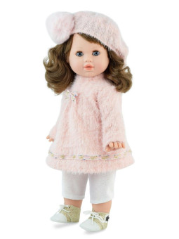Lalka_pachnąca Tina Pink Marina & Pau 604 - 42 cm, Brzuszek: Miękki, Kolor oczu: Niebieski, Kolor włosów: Brązowy