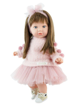 Lalka Alina_Pink Marina & Pau 764 - 45 cm, Brzuszek: Miękki, Kolor oczu: Niebieski, Kolor włosów: Brązowy