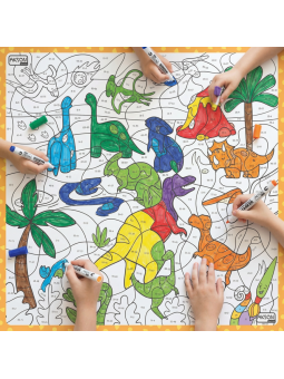 Mata suchościeralna matematyczna Dinozaury 100x100 cm
