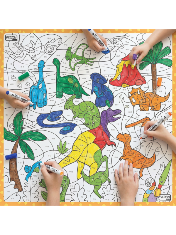 Mata suchościeralna matematyczna Dinozaury 100x100 cm