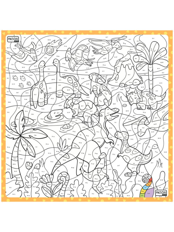 Mata suchościeralna matematyczna Dinozaury 100x100 cm