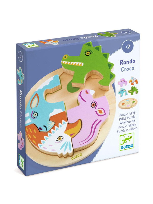 Drewniane okrągłe puzzle RONDO CROCO DJ01106 