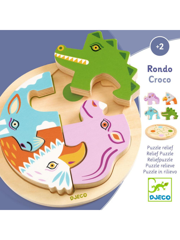 Drewniane okrągłe puzzle RONDO CROCO DJ01106 