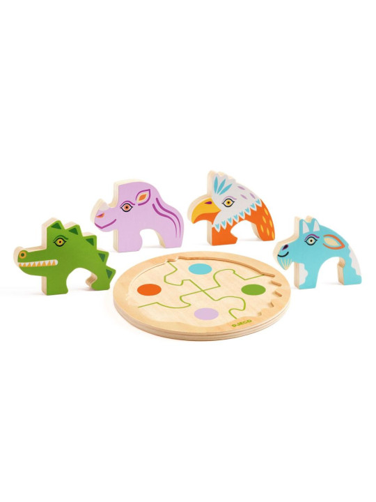 Drewniane okrągłe puzzle RONDO CROCO DJ01106 