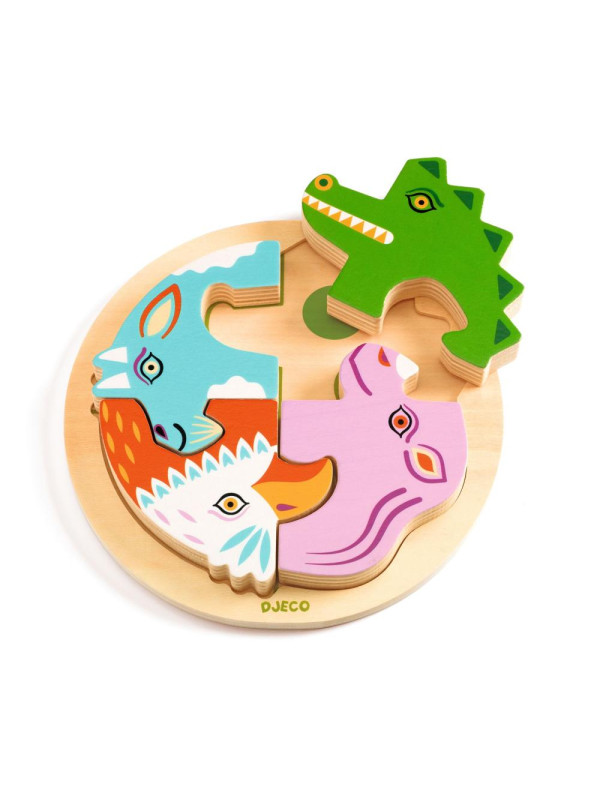 Drewniane okrągłe puzzle RONDO CROCO DJ01106 