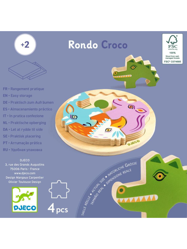 Drewniane okrągłe puzzle RONDO CROCO DJ01106 