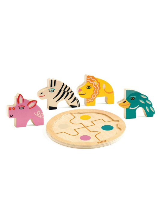 Drewniane okrągłe puzzle RONDO LEO DJ01107