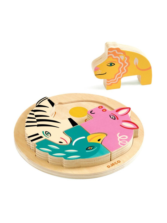 Drewniane okrągłe puzzle RONDO LEO DJ01107
