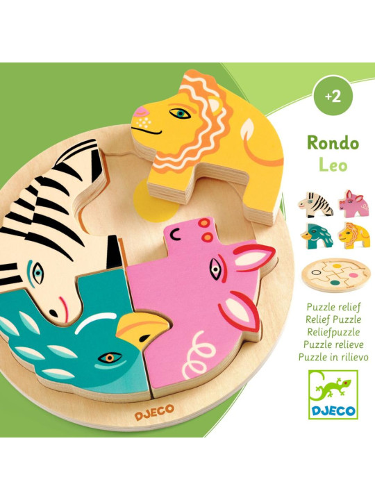 Drewniane okrągłe puzzle RONDO LEO DJ01107