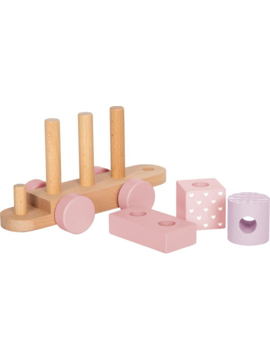 Drewniana kolejka klocki i sorter różowy Small Foot