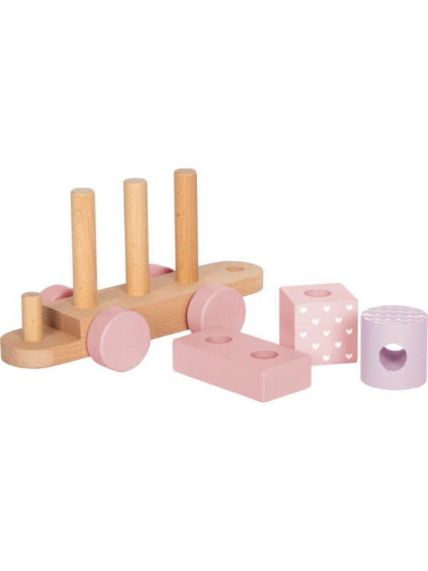 Drewniana kolejka klocki i sorter różowy Small Foot