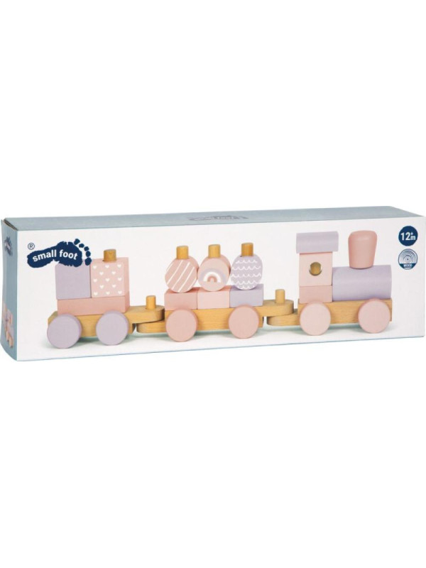 Drewniana kolejka klocki i sorter różowy Small Foot