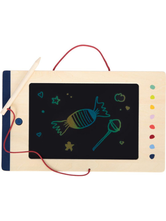 Kolorowy tablet LCD dla dzieci z rysikiem i wygodnym uchwytem Educate Small Foot