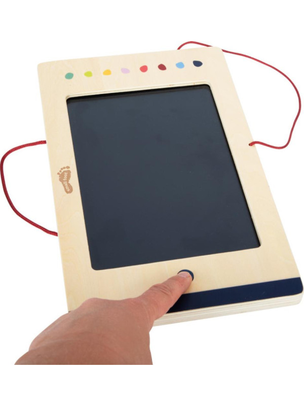 Kolorowy tablet LCD dla dzieci z rysikiem i wygodnym uchwytem Educate Small Foot