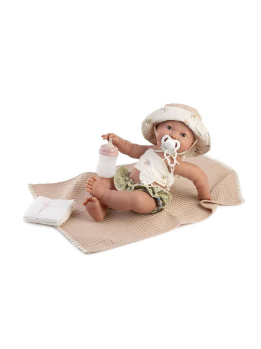 Lalka Mia siusiająca w kapeluszu Antonio Juan 50165 - Dziewczynka, 42 cm, Brzuszek: Winylowy, Kolor oczu: Niebieski