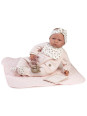 Lalka Berta Mi Primer Reborn z kocykiem Antonio Juan 81395 - 52 cm, Brzuszek: Miękki, Kolor oczu: Niebieski