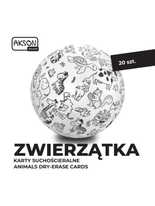 Karty suchościeralne do zabaw ZWIERZĄTKA zestaw 20 szt.