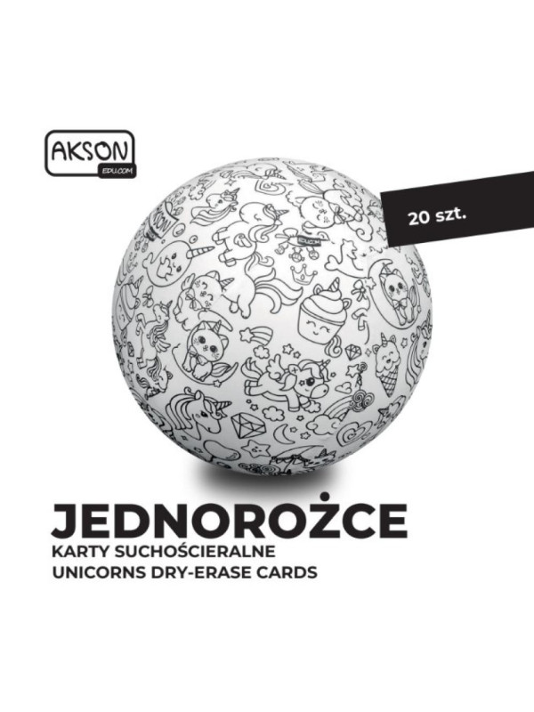 Karty suchościeralne do zabaw JEDNOROŻCE zestaw 20 szt.
