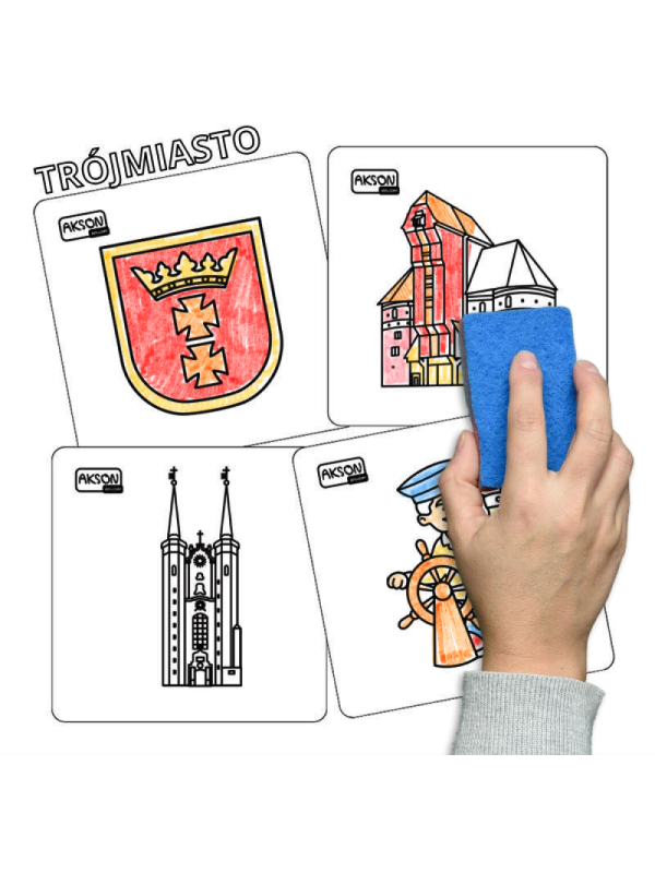 Karty suchościeralne TRÓJMIASTO zestaw 15 szt.