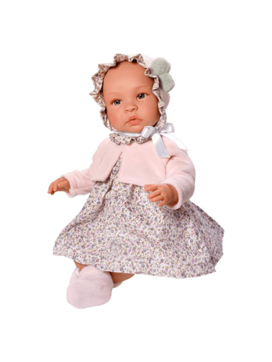 Lalka Leo w różowym bolerku Asi 0183470 - Dziewczynka, 46 cm, Brzuszek: Miękki, Kolor oczu: Niebieski