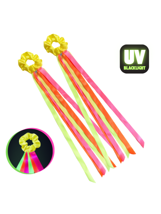 Wstążki do tańca 75 cm na rękę Neonowe UV 2 szt.