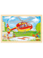 Puzzle drewniane dwustronne helikopter/straż pożarna Goki