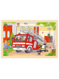 Puzzle drewniane dwustronne helikopter/straż pożarna Goki