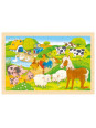 Puzzle drewniane dwustronne zoo/farma Goki