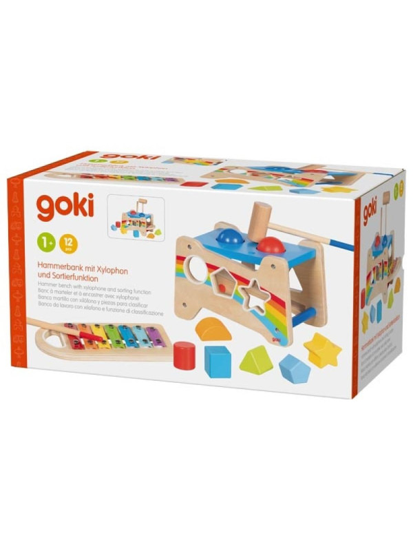 Zabawka 3 w 1 ksylofon, przybijanka i sorter Goki