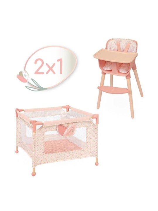 Krzesełko do_karmienia i łóżeczko dla lalek do 42cm Tulipe DeCuevas Toys 40074
