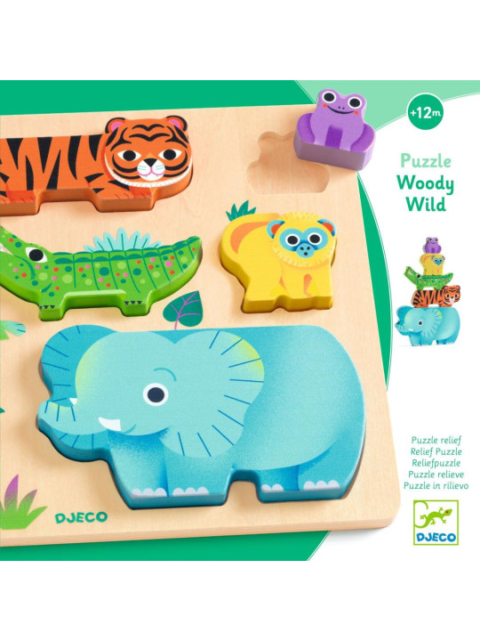 Drewniane puzzle DZIKIE ZWIERZĄTKA DJ01091