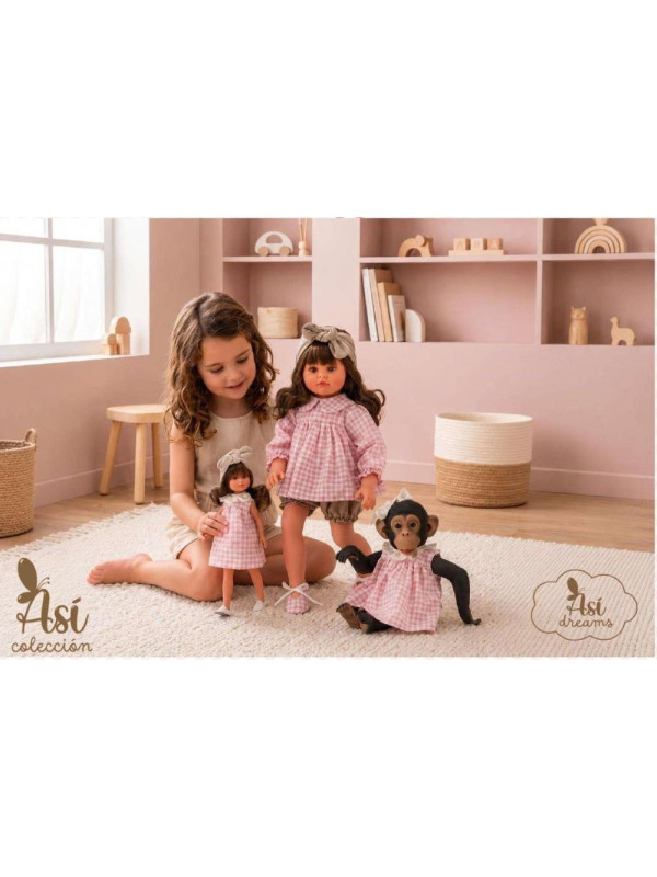 Małpka Lola_Patricia pachnąca wanilią Asi 0602500 - 32 cm, Brzuszek: Winylowy, Kolor oczu: Brązowy