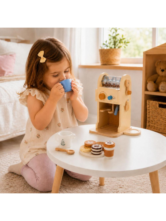 TOOKY TOY Drewniany Zestaw Do Kawy - Ekspres Baristy