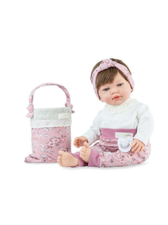 Lalka Sweet_Baby_Pink z torebką Marina & Pau 733 - 42 cm, Brzuszek: Miękki, Kolor oczu: Niebieski, Kolor włosów: Brązowy