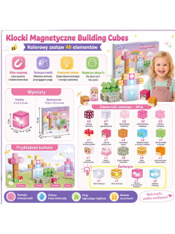 Woopie Klocki Magnetyczne Kostki 48 el Montessori Edukacyjna Układanka 3D