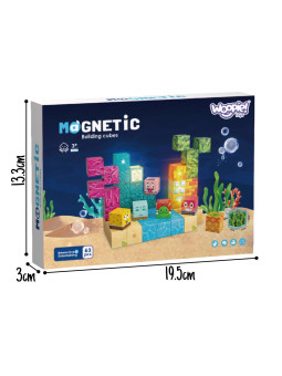 Woopie Klocki Magnetyczne Kostki 54 el Montessori Ocean Układanka Gra 3D